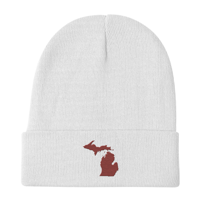 Michigan Winter Beanie | Ore Dock Red Outline