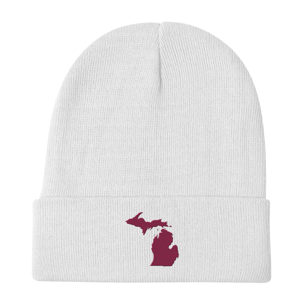 Michigan Winter Beanie | Ruby Red Outline