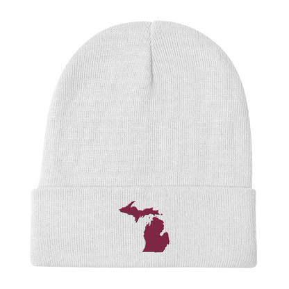 Michigan Winter Beanie | Ruby Red Outline