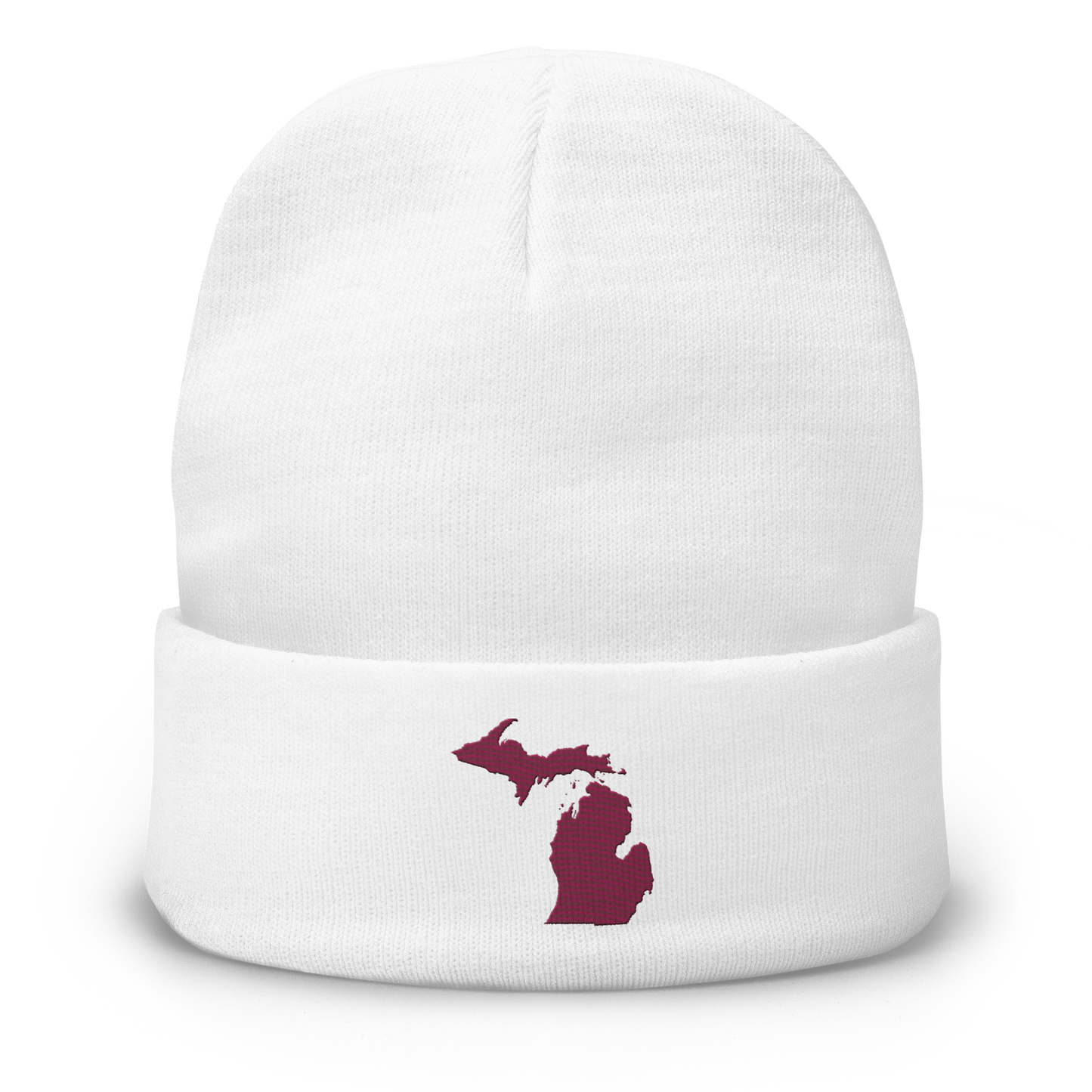 Michigan Winter Beanie | Ruby Red Outline