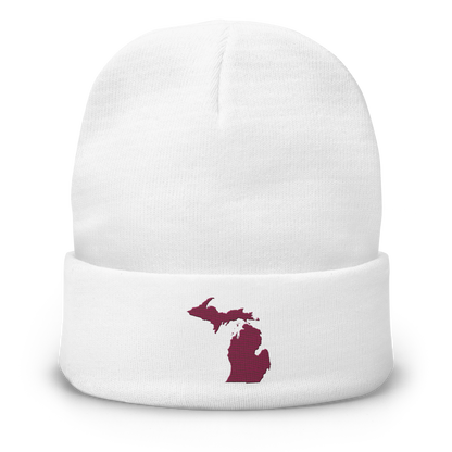 Michigan Winter Beanie | Ruby Red Outline