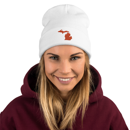 Michigan Winter Beanie | Maple Leaf Orange Outline