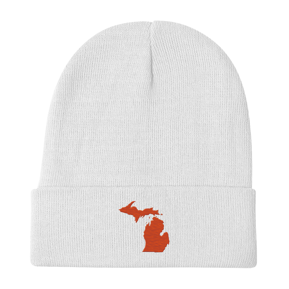 Michigan Winter Beanie | Maple Leaf Orange Outline