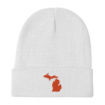 Michigan Winter Beanie | Maple Leaf Orange Outline