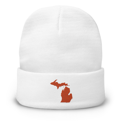 Michigan Winter Beanie | Maple Leaf Orange Outline