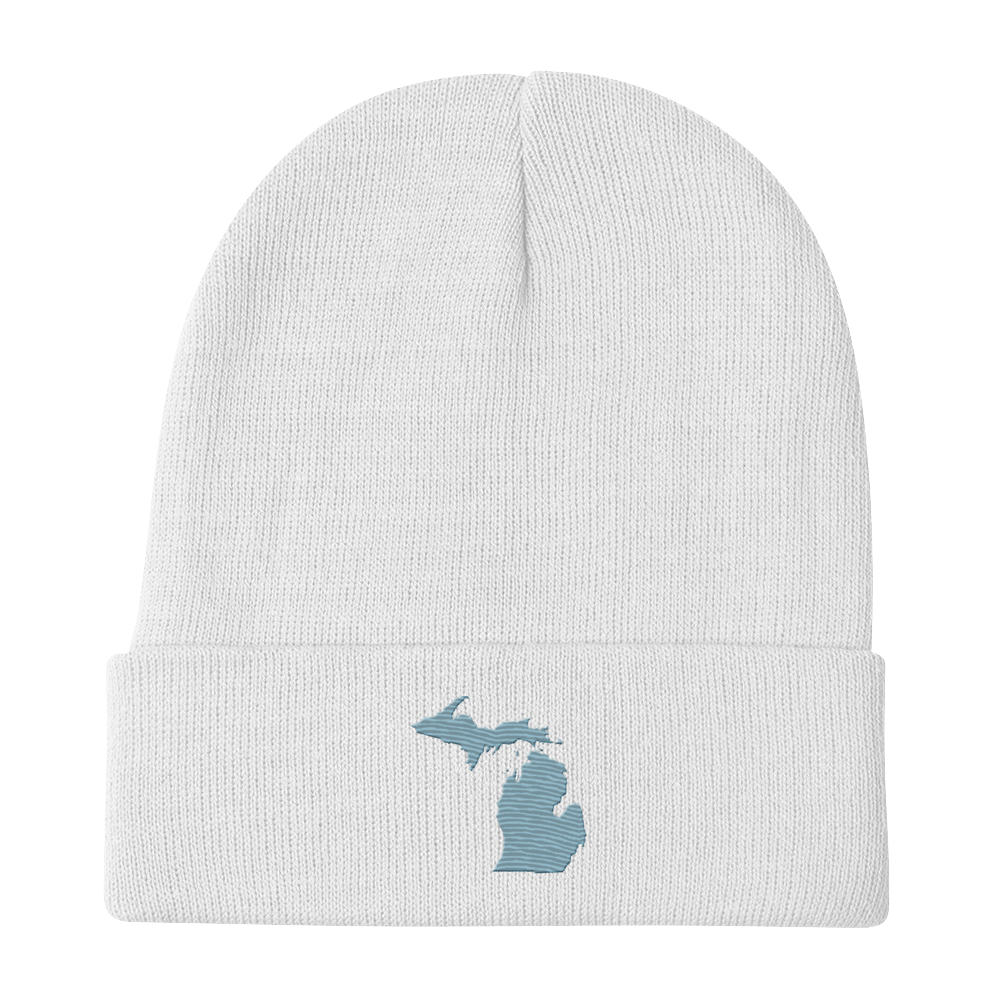 Michigan Winter Beanie | Opal Blue Outline