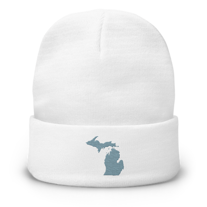 Michigan Winter Beanie | Opal Blue Outline