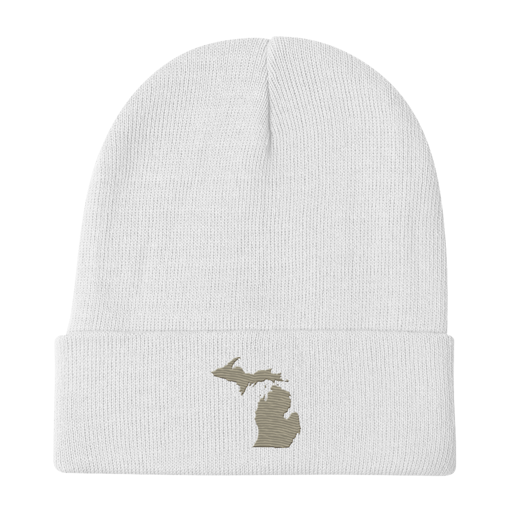 Michigan Winter Beanie | Petoskey Beige Outline