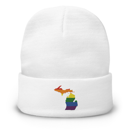 Michigan Winter Beanie | Rainbow Pride Outline