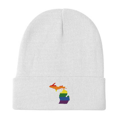 Michigan Winter Beanie | Rainbow Pride Outline