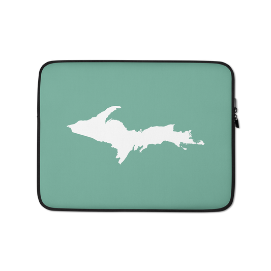 Michigan Upper Peninsula Laptop Sleeve (w/ UP Outline) | Metallic Mint Green