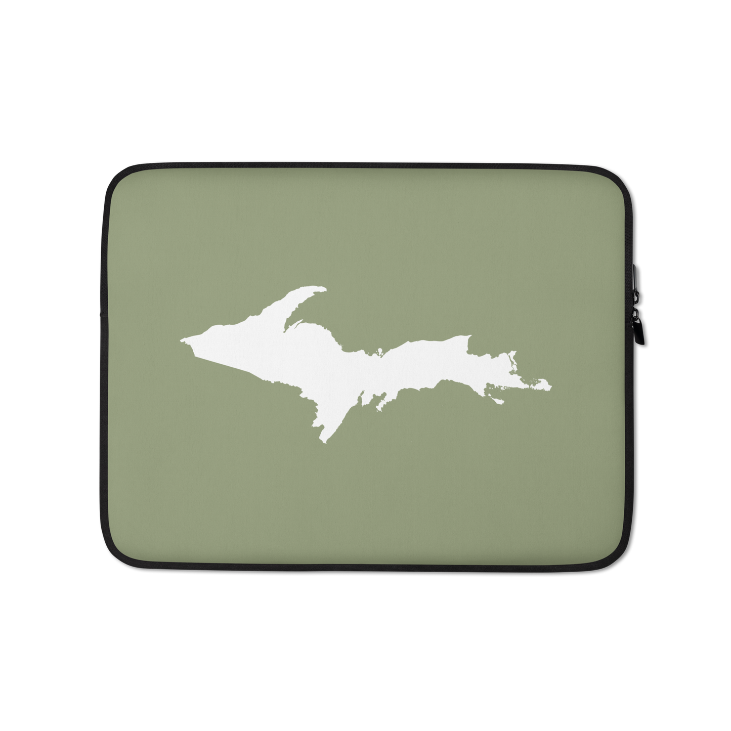 Michigan Upper Peninsula Laptop Sleeve (w/ UP Outline) | Beachgrass Green