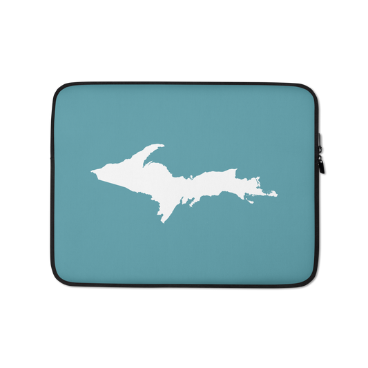 Michigan Upper Peninsula Laptop Sleeve (w/ UP Outline) | Lake Huron Blue