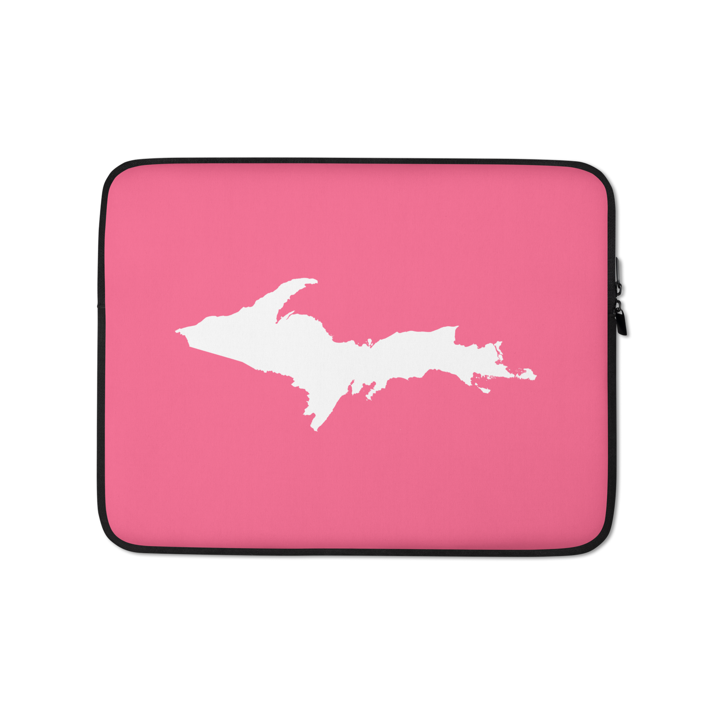 Michigan Upper Peninsula Laptop Sleeve (w/ UP Outline) | Rhodochrosite Pink