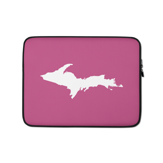 Michigan Upper Peninsula Laptop Sleeve (w/ UP Outline) | Apple Blossom Pink