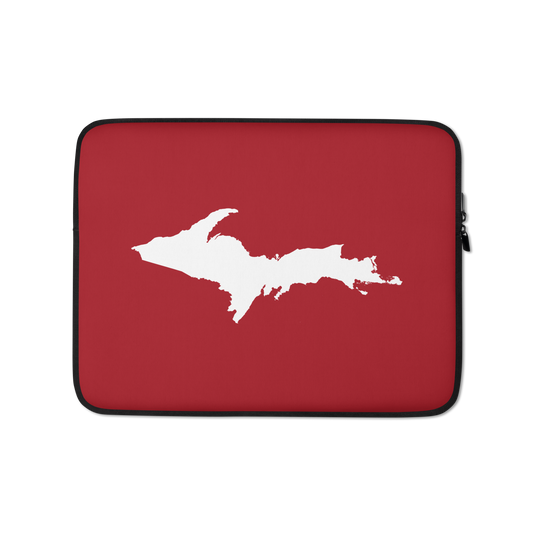 Michigan Upper Peninsula Laptop Sleeve (w/ UP Outline) | Thimbleberry Red