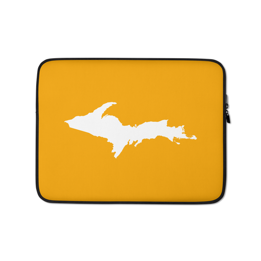 Michigan Upper Peninsula Laptop Sleeve (w/ UP Outline) | Birch Leaf Orange