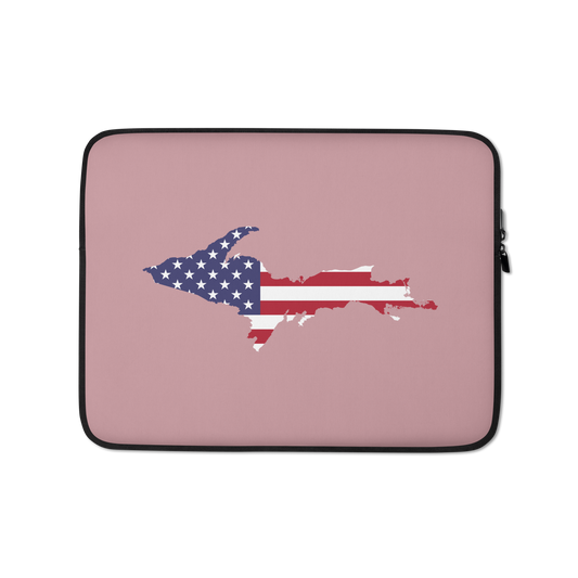Michigan Upper Peninsula Laptop Sleeve (w/ UP USA Flag) | Cherry Blossom Pink