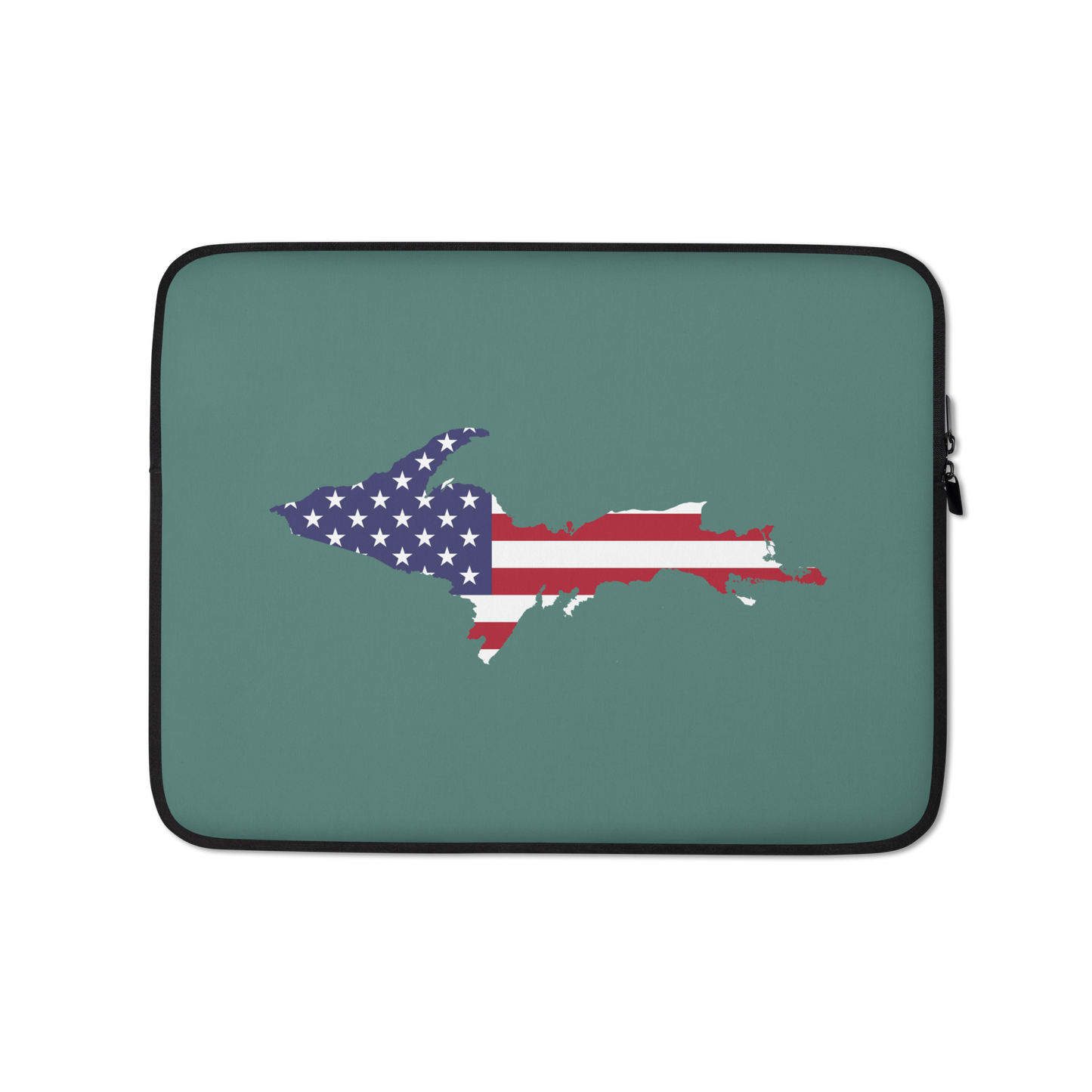 Michigan Upper Peninsula Laptop Sleeve (w/ UP USA Flag) | Copper Green