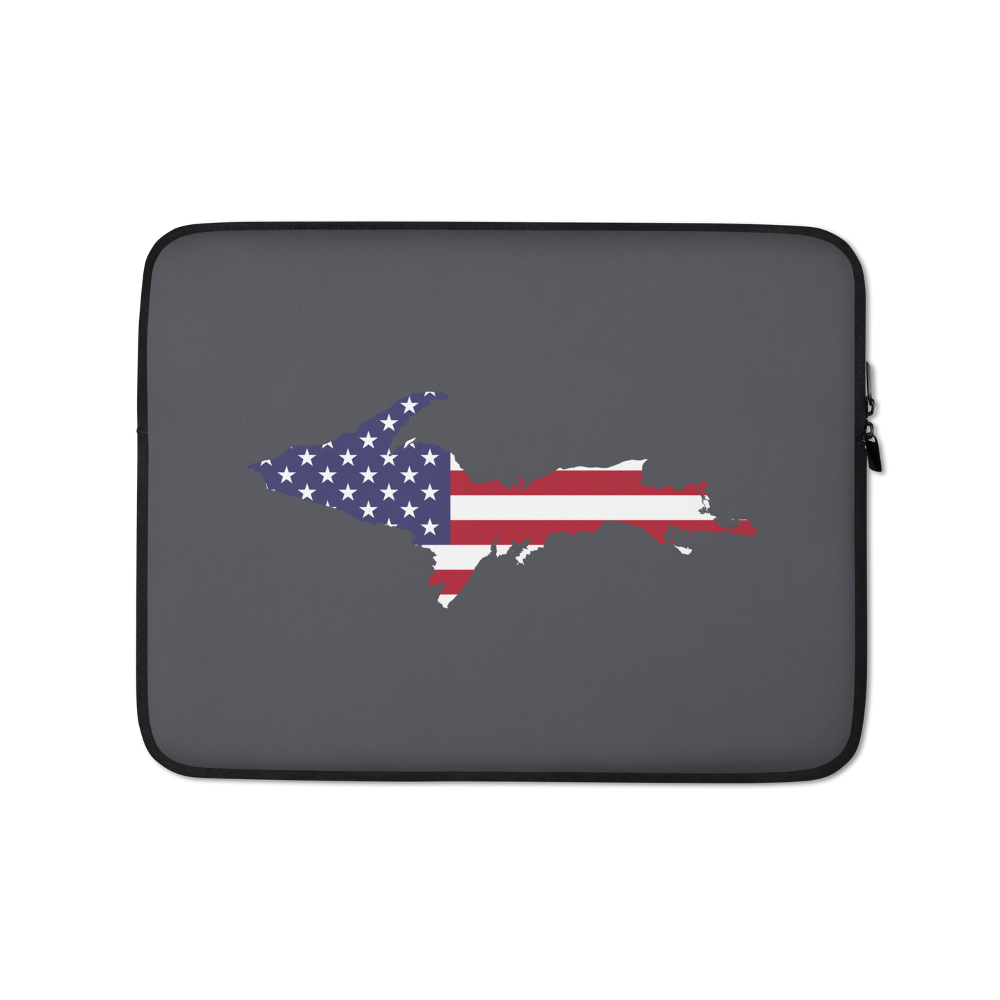 Michigan Upper Peninsula Laptop Sleeve (w/ UP USA Flag) | Iron Ore Grey