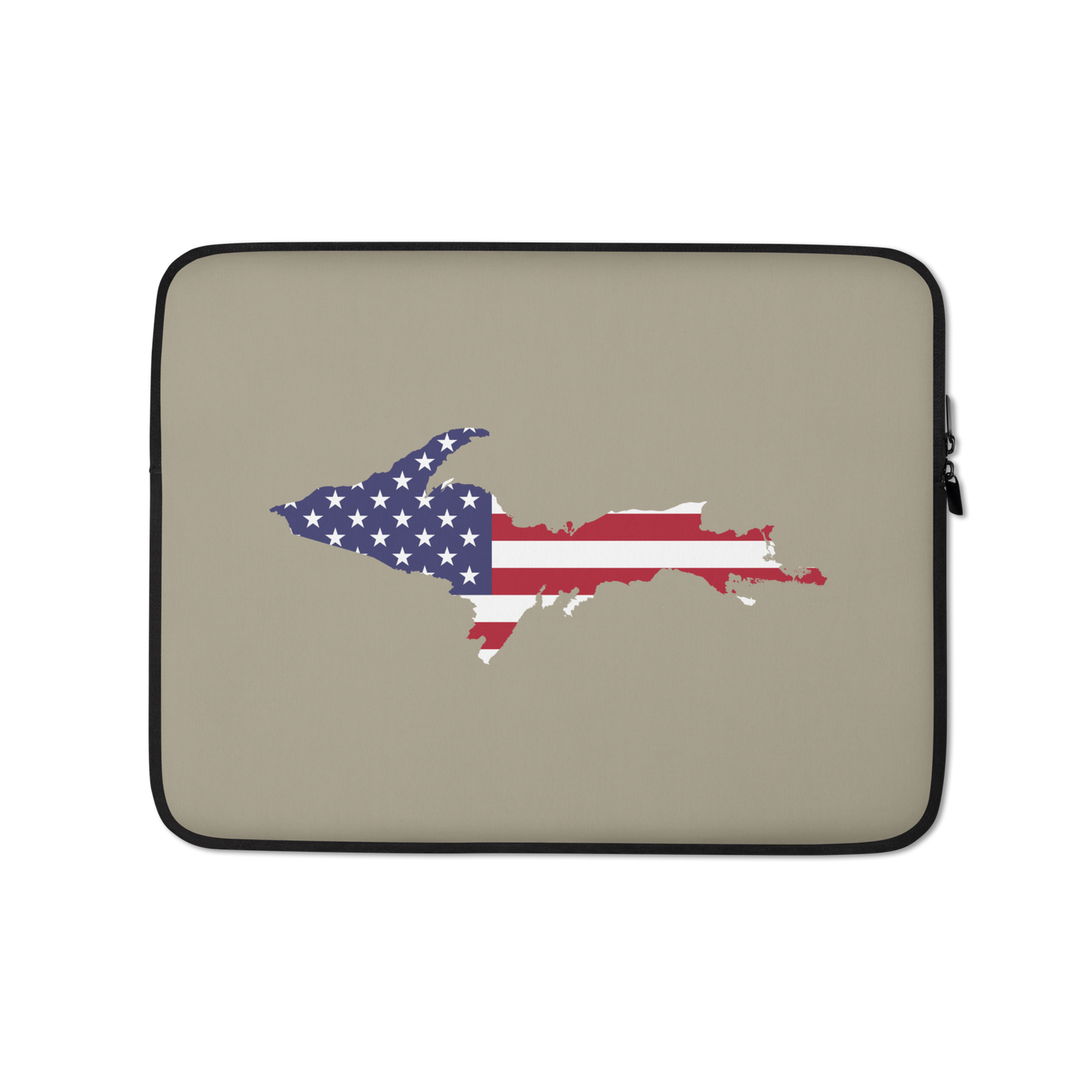 Michigan Upper Peninsula Laptop Sleeve (w/ UP USA Flag) | Petoskey Stone Beige