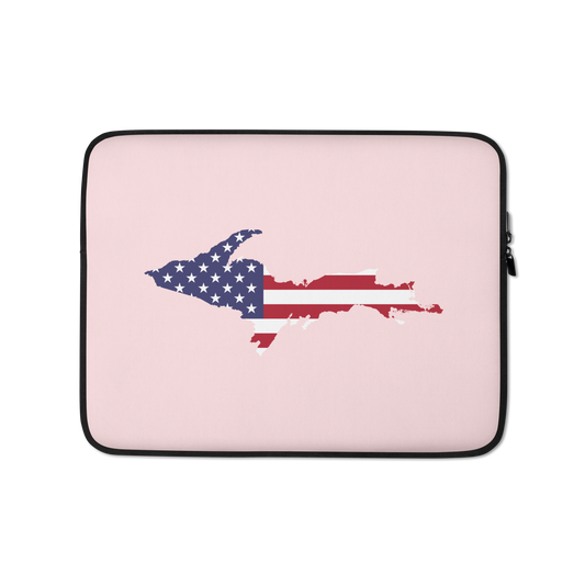 Michigan Upper Peninsula Laptop Sleeve (w/ UP USA Flag) | Pale Pink
