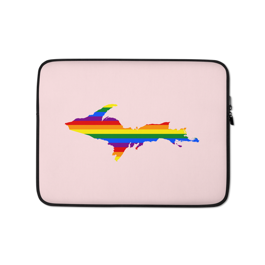 Michigan Upper Peninsula Laptop Sleeve (w/ UP Pride Flag) | Pale Pink