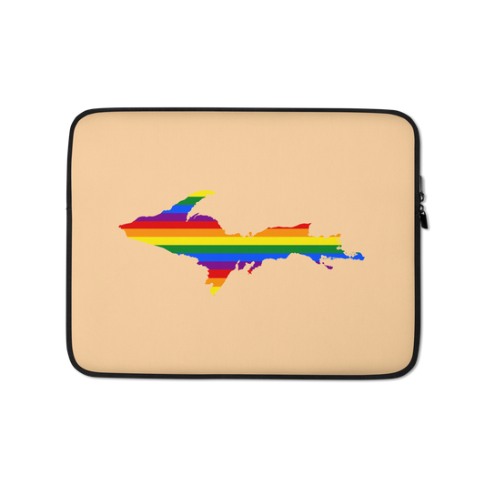 Michigan Upper Peninsula Laptop Sleeve (w/ UP Pride Flag) | Pale Apricot