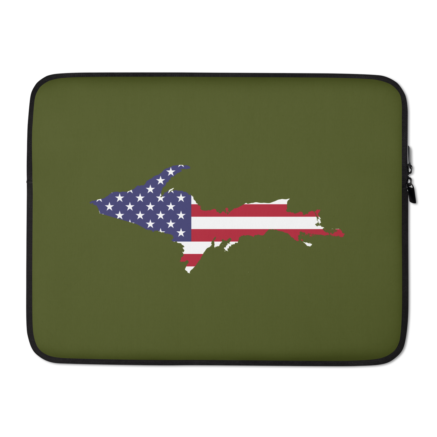 Michigan Upper Peninsula Laptop Sleeve (w/ UP USA Flag) | Army Green