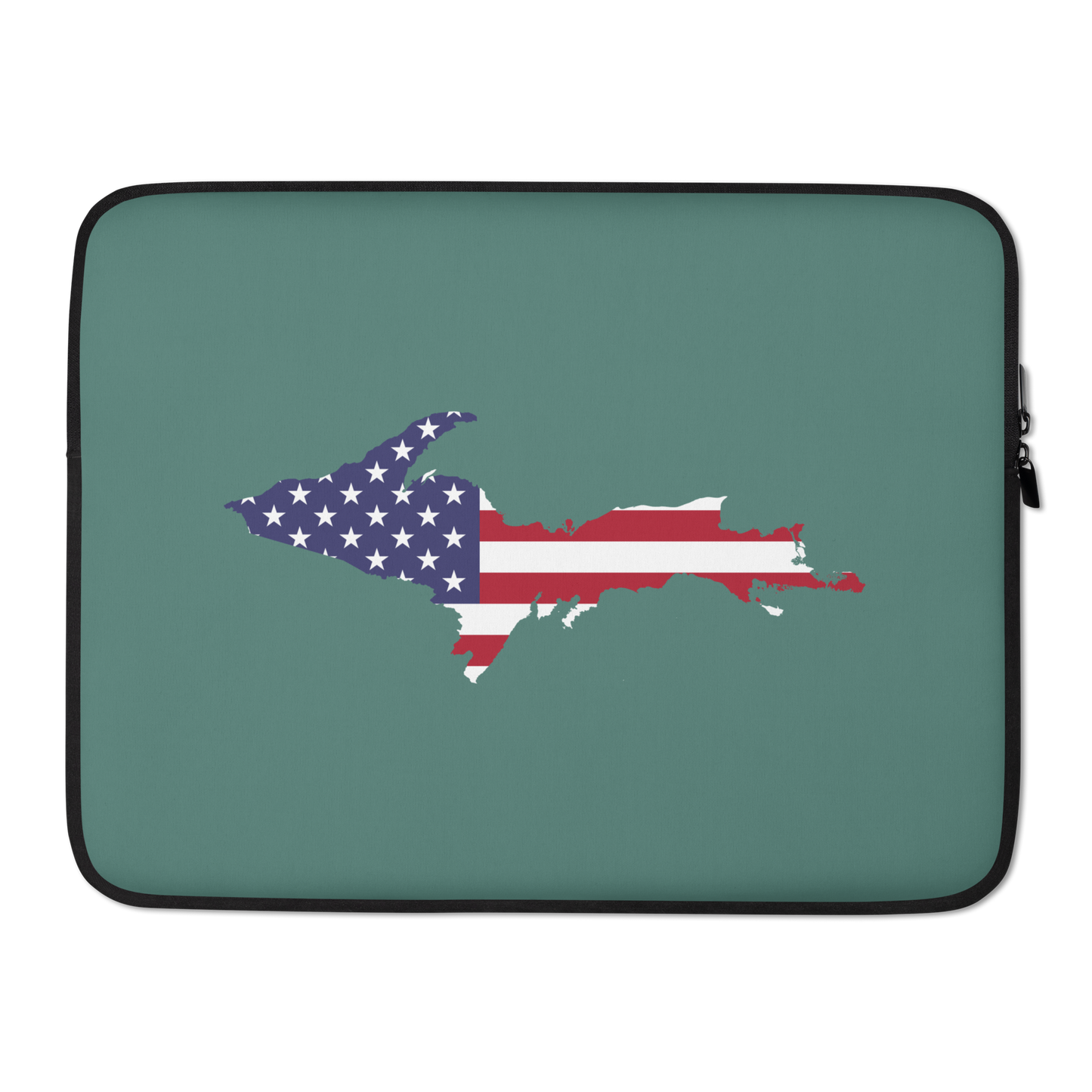 Michigan Upper Peninsula Laptop Sleeve (w/ UP USA Flag) | Copper Green