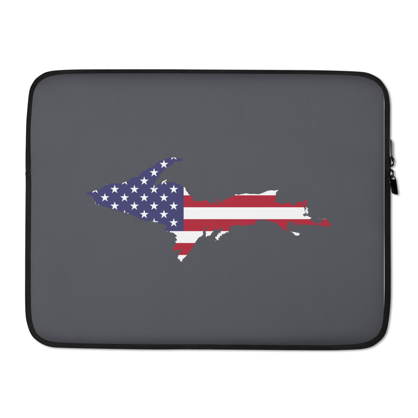 Michigan Upper Peninsula Laptop Sleeve (w/ UP USA Flag) | Iron Ore Grey