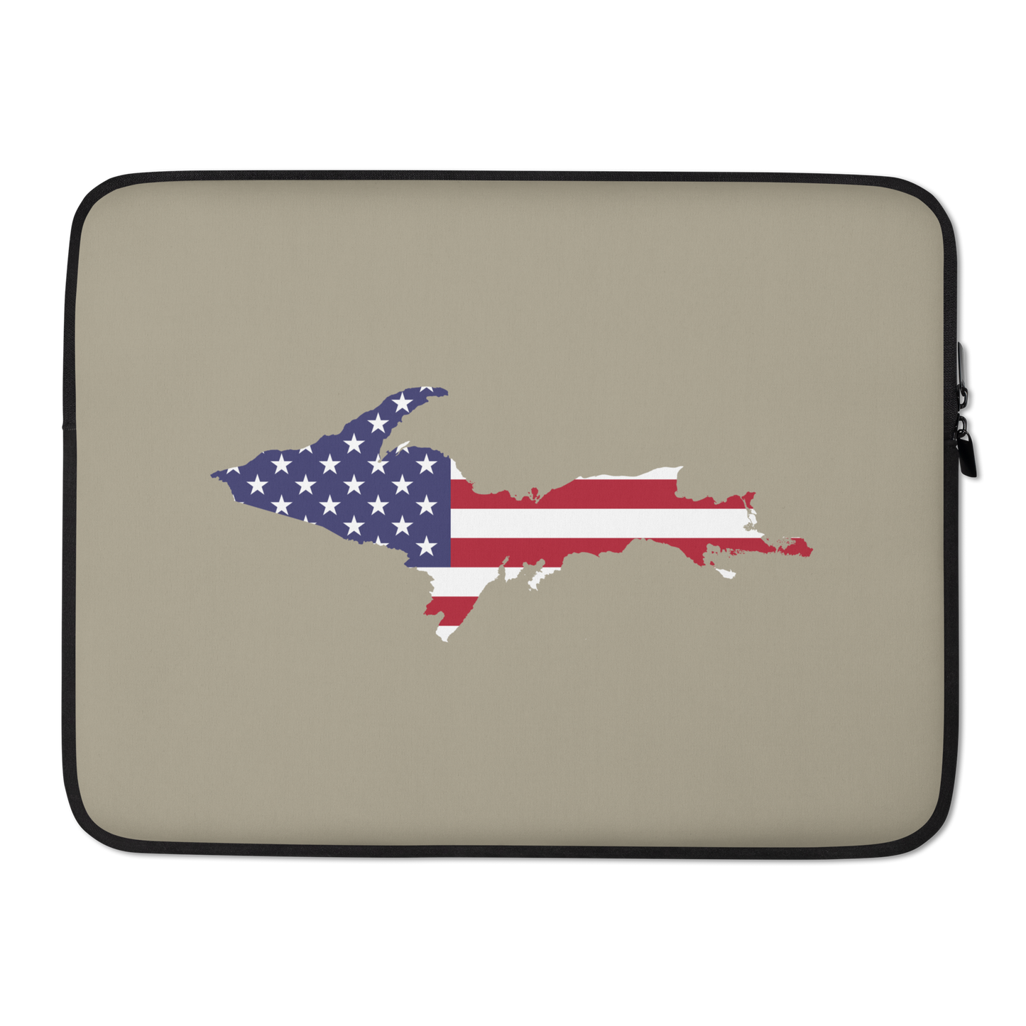 Michigan Upper Peninsula Laptop Sleeve (w/ UP USA Flag) | Petoskey Stone Beige