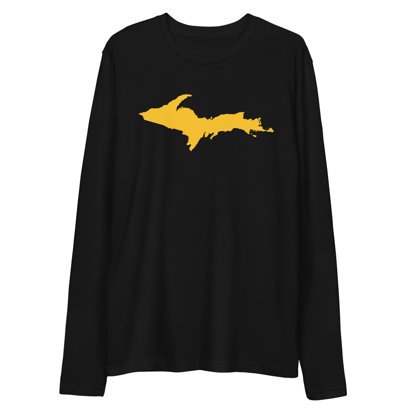 Michigan Upper Peninsula T-Shirt (w/ Gold UP Outline) | Men's Fitted Long Sleeve