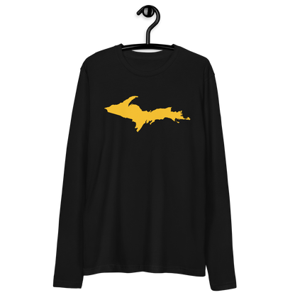 Michigan Upper Peninsula T-Shirt (w/ Gold UP Outline) | Men's Fitted Long Sleeve