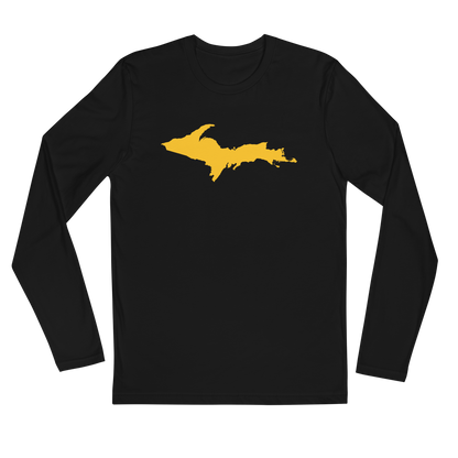 Michigan Upper Peninsula T-Shirt (w/ Gold UP Outline) | Men's Fitted Long Sleeve