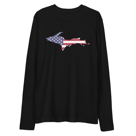 Michigan Upper Peninsula T-Shirt (w/ UP USA Flag) | Men's Fitted Long Sleeve