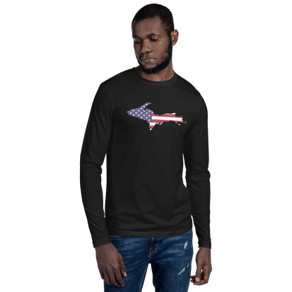 Michigan Upper Peninsula T-Shirt (w/ UP USA Flag) | Men's Fitted Long Sleeve