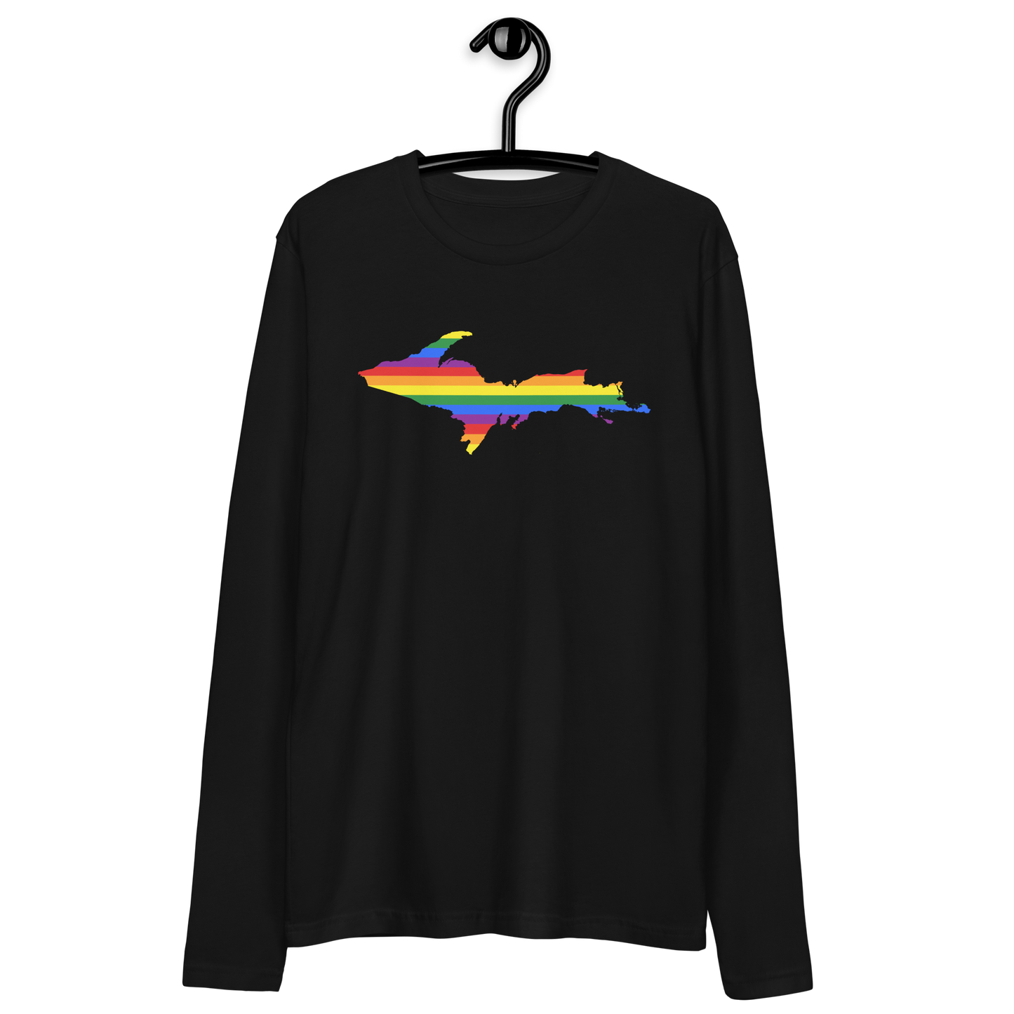 Michigan Upper Peninsula Fitted T-Shirt (w/ UP Pride Flag) | Men's Long Sleeve