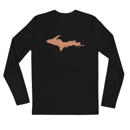 Michigan Upper Peninsula Fitted T-Shirt (w/ Copper UP Outline) | Men's Long Sleeve