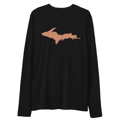 Michigan Upper Peninsula Fitted T-Shirt (w/ Copper UP Outline) | Men's Long Sleeve