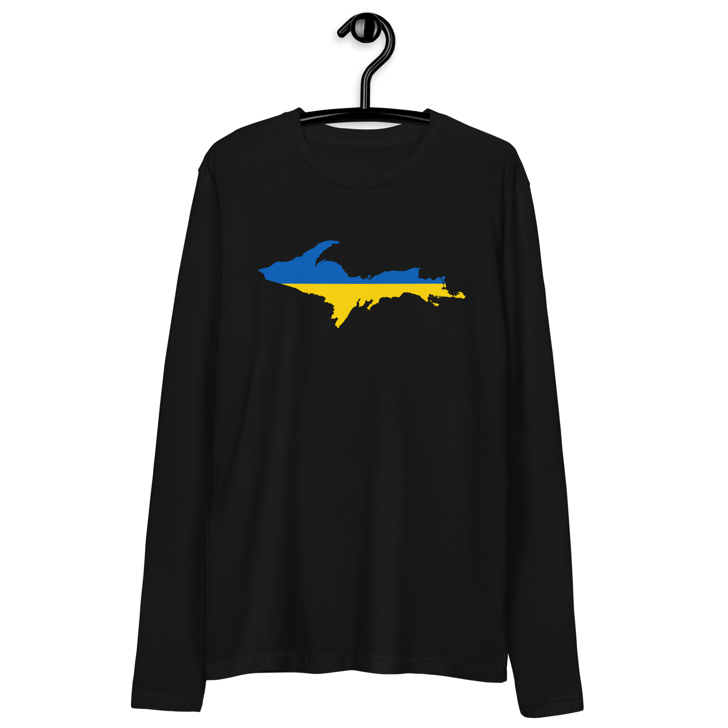 Michigan Upper Peninsula Long Sleeve T-Shirt (w/ Copper UP Outline) | Men's Fitted
