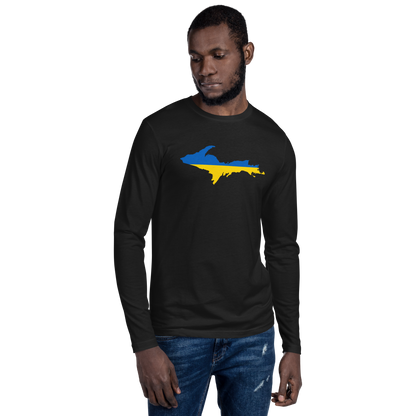 Michigan Upper Peninsula Long Sleeve T-Shirt (w/ Copper UP Outline) | Men's Fitted