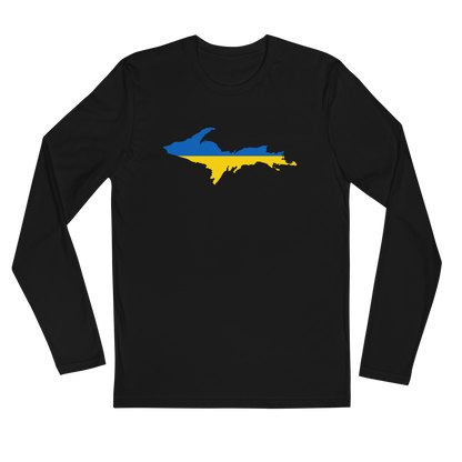 Michigan Upper Peninsula Long Sleeve T-Shirt (w/ Copper UP Outline) | Men's Fitted