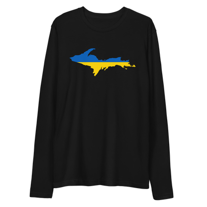 Michigan Upper Peninsula Long Sleeve T-Shirt (w/ Copper UP Outline) | Men's Fitted