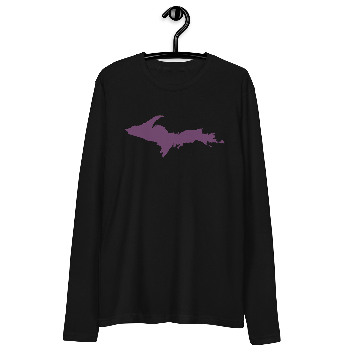 Michigan Upper Peninsula Long Sleeve T-Shirt (w/ Plum UP Outline) | Men's Fitted