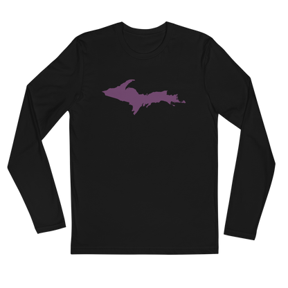 Michigan Upper Peninsula Long Sleeve T-Shirt (w/ Plum UP Outline) | Men's Fitted