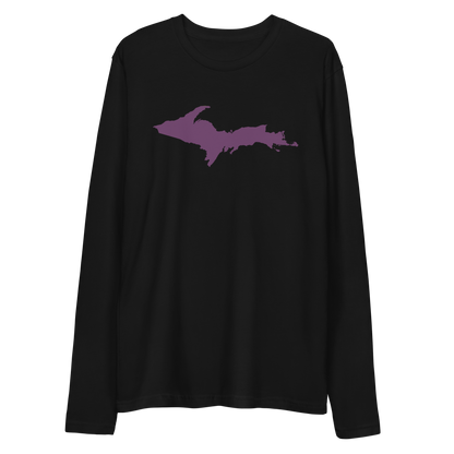 Michigan Upper Peninsula Long Sleeve T-Shirt (w/ Plum UP Outline) | Men's Fitted