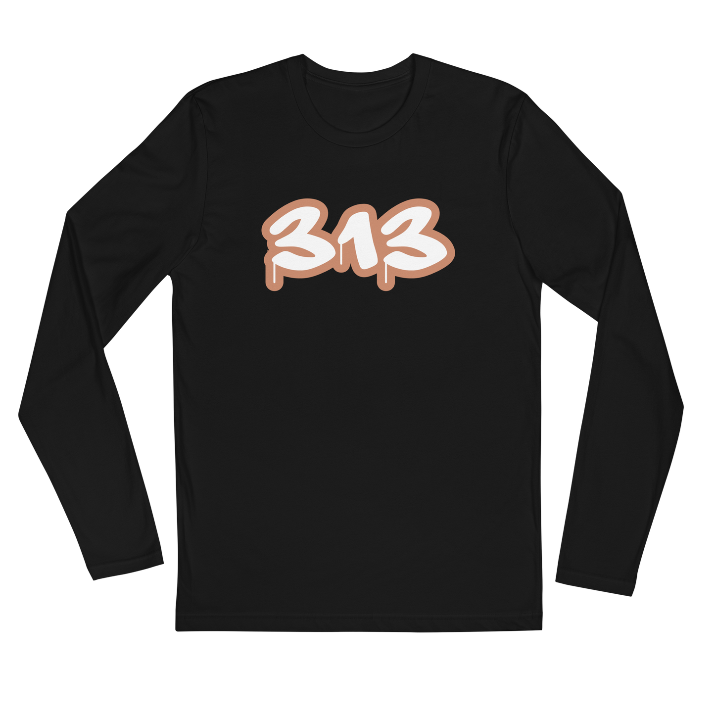 Detroit '313' Long Sleeve T-Shirt (Copper) | Men's Fitted