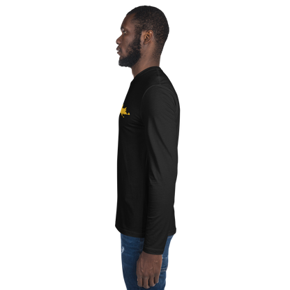 Michigan Upper Peninsula T-Shirt (w/ Gold UP Outline) | Men's Fitted Long Sleeve