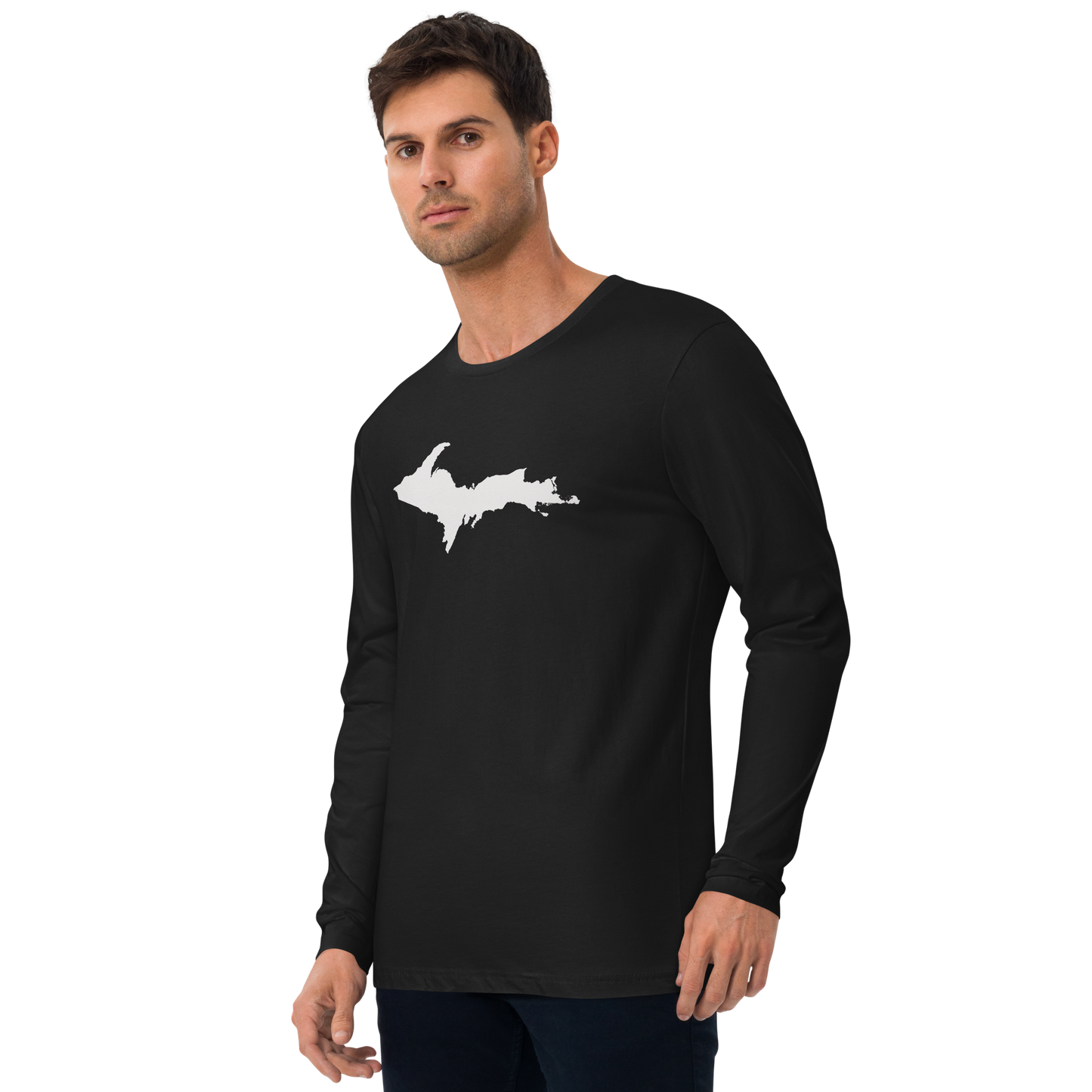 Michigan Upper Peninsula Fitted T-Shirt (w/ UP Outline) | Men's Long Sleeve